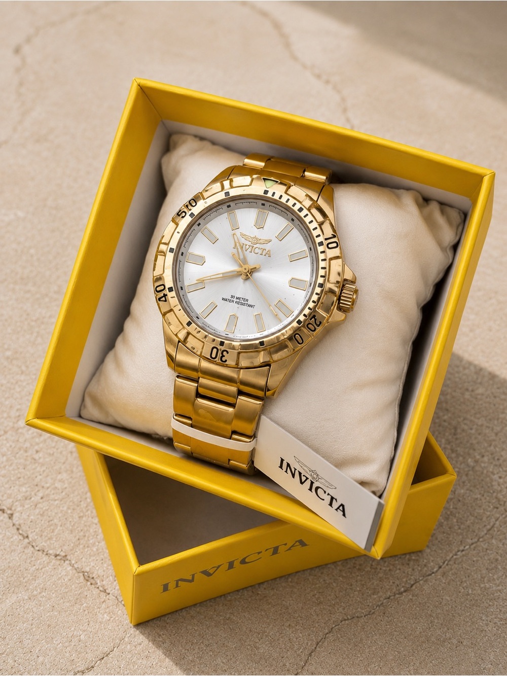 Invicta Gold-Tone Stainless Steel Bracelet Watch White Dial Water Resistant New